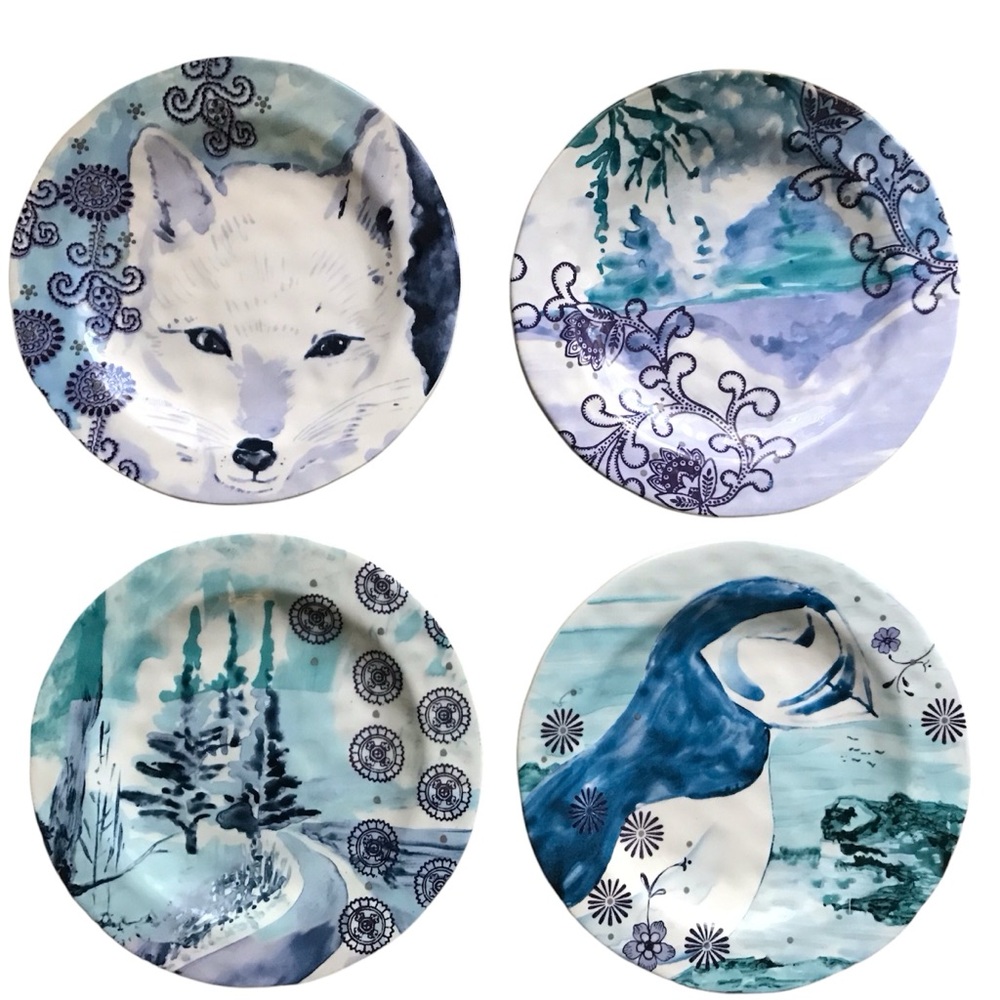 ANTHROPOLOGIE Winterland Canapé dishes Set of Four